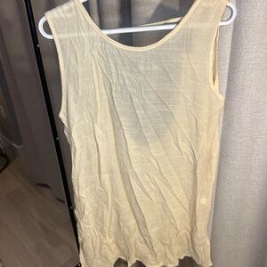 SHEIN Cream Sleeveless Tank Top with Relaxed Fit- POOL COVER UP